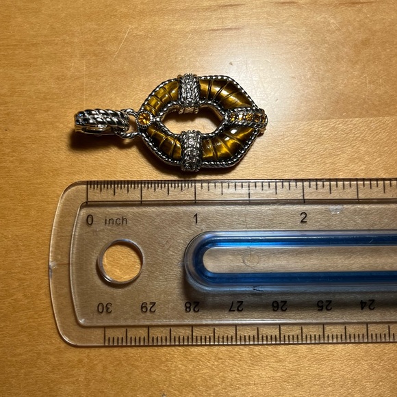 Judith Ripka Sterling Silver Tiger's Eye CZ Citrine Enhancer Diamonique Pendant - Picture 16 of 16